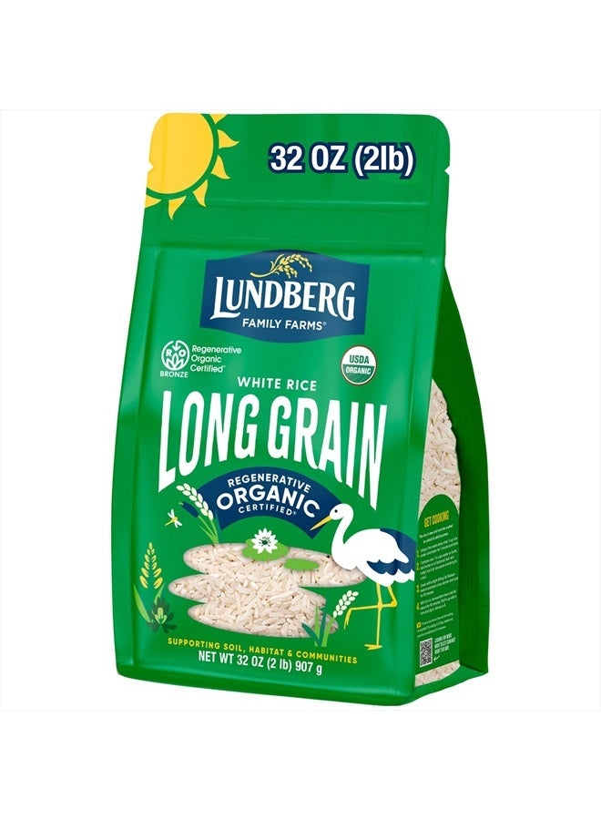 Lundberg White Rice, Regenerative Organic Certified – Non-Sticky, Aromatic Long Grain Rice, Responsibly Grown in California, 32 Oz - Image 1