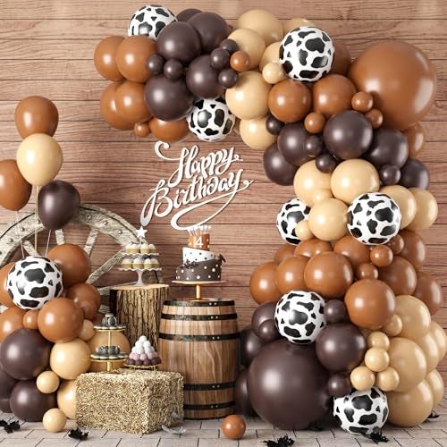 Sowide Cow Print Balloon Arch KitNude Brown Apricot Tan Farm Balloons with Cow Print Balloon for Kids Boy Party Decorations Cowboy Baby Shower Farm Birthday Graduation Party Supplies - Image 1