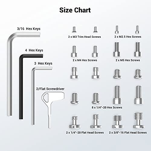 SmallRig 20Pcs Screws and Hex Key Storage Plate with 1/4"-20 3/8"-16 M2.5 M3 M4 M5 Stainless Steel Screws and 4Pcs Hex Keys MD3184 - Image 2