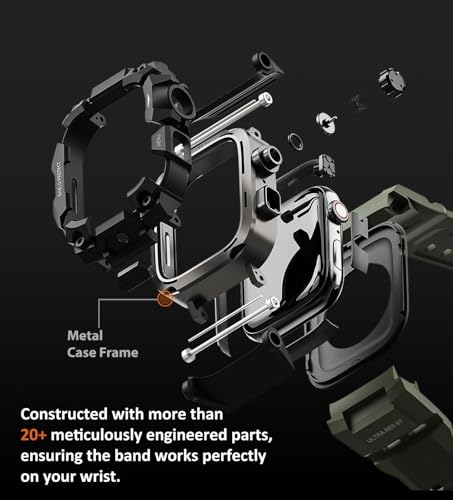 ULTIMAL Rugged Case with Band for Apple Watch Band 45mm,Compatible with Apple Watch Series 9/8/7 45mm Men, Military Grade Shockproof Bumper Cover for iWatch Tactical Band Men (45mm, Army Green) - Image 5