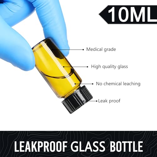 Newzoll 10ml Amber Glass Bottles for Essential Oils, Chemistry Lab Chemicals, Colognes & Perfumes (10 Pieces) - Image 3