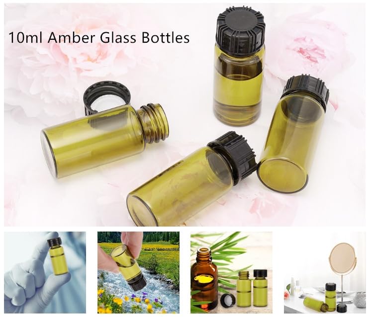 Newzoll 10ml Amber Glass Bottles for Essential Oils, Chemistry Lab Chemicals, Colognes & Perfumes (10 Pieces) - Image 5