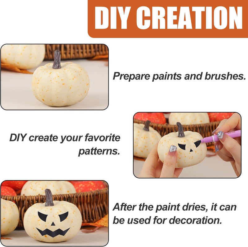 CHEAWRTZ 16PCS Realistic Mini Pumpkin Decor,Fall Decor with Pumpkins Maple Leaves, Artificial Pumpkin Decor for Autumn Filler, Realistic Pumpkin Decorations for Halloween Thanksgiving Fall Home Decor - Image 3