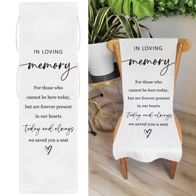 SIXEIGHT Reserved Memorial Wedding Chair Sign, In Loving Memory Linen Wedding Sign for Chair, Save a Seat for Someone In Heaven, Reserved Seating Decoration for Weddings Parties, 50 x 15 Inch-A12 - Image 1