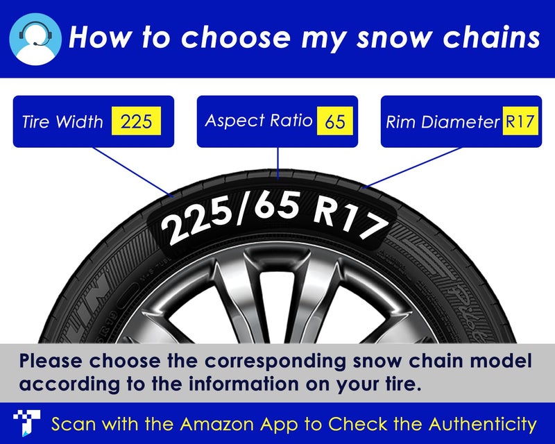 AUVEBY Snow-Chains Auto Fixing 1 Min Quick Fit Easy Installation Tire-Chains, Portable Reusable Universal Emergency Tire Traction Chain for Passenger Car, Pickup Trucks and SUV - Set of 2 (HKN-140) - Image 5