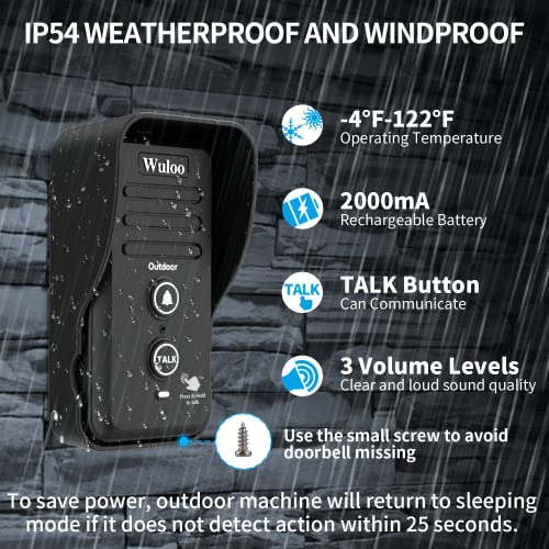 Wuloo Wireless Intercom Doorbells for Home Classroom, Intercomunicador Waterproof Electronic Doorbell Chime with 1/2 Mile Range 3 Volume Levels Rechargeable Battery (Black, 1&2) - Image 4
