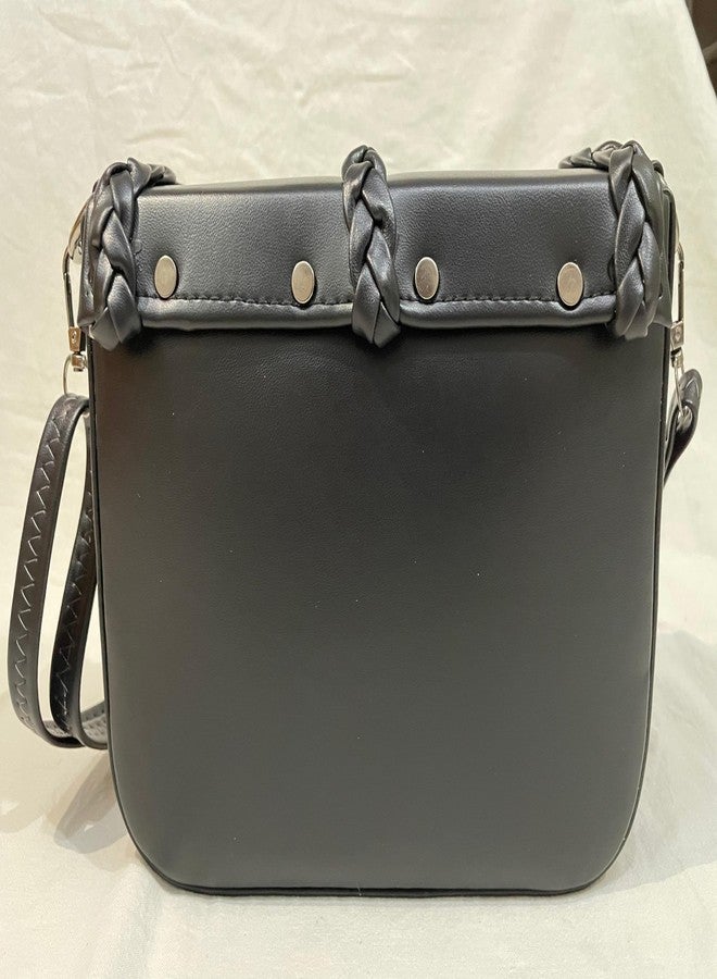 HEER PU Women Handbag Shoulder Bag with Shoulder Strip Black - Image 5
