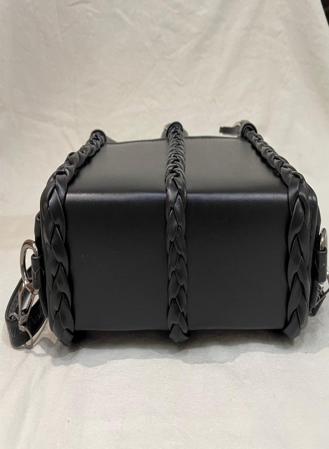 HEER PU Women Handbag Shoulder Bag with Shoulder Strip Black - Image 4