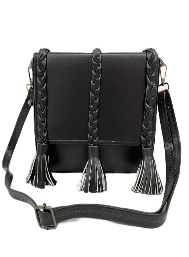 HEER PU Women Handbag Shoulder Bag with Shoulder Strip Black - Image 1