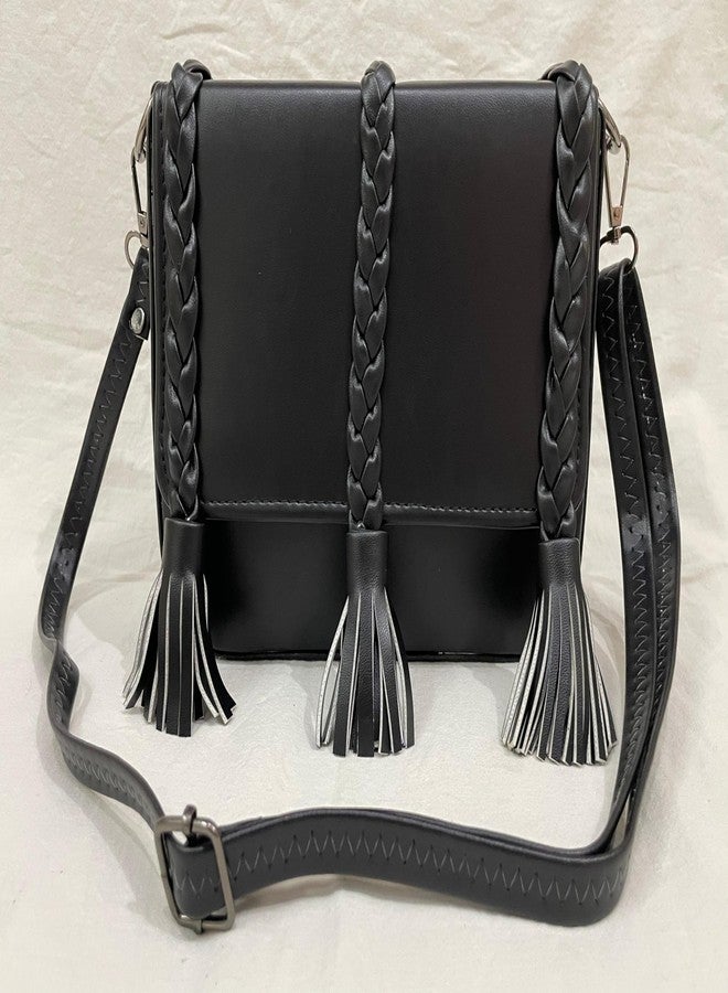 HEER PU Women Handbag Shoulder Bag with Shoulder Strip Black - Image 2