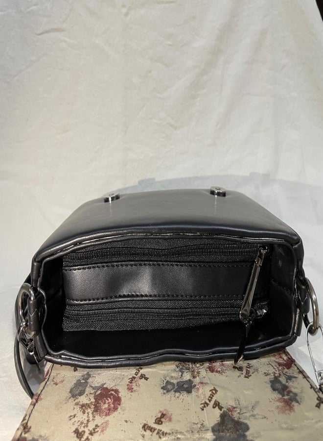 HEER PU Women Handbag Shoulder Bag with Shoulder Strip Black - Image 3
