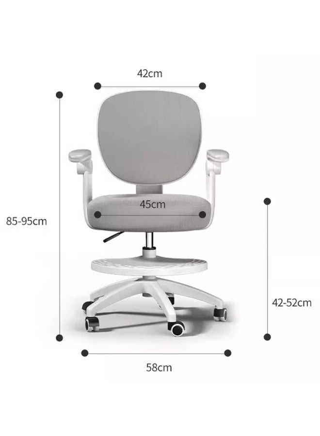 HQ-GAMING Kids Ergonomic Study Chair, Kids' Armchairs, Computer Desk Chair, Swivel Task Office Chair Home Children Study Chair with Adjustable Height & Lumbar Support Footrest Universal Wheel (Grey)  - Image 2