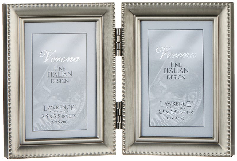Lawrence Frames Bead Border Design  2.5x3.5 Double  Pewter - Image 1