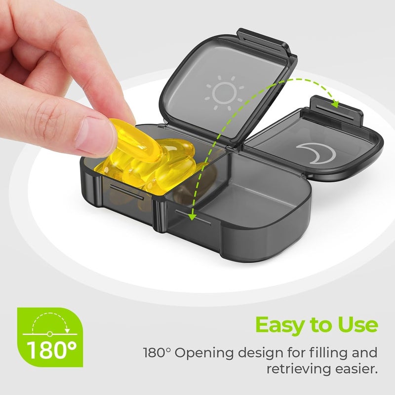 Weekly Pill Organizer for 2 Times a Day, AM PM Pill Box with Large Opening - Image 3