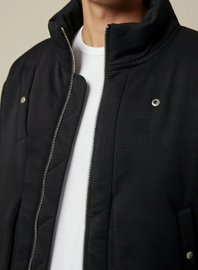 Splash FAV BLACK Men Relaxed Fit Zip Through Jacket for Men | Best Price UAE