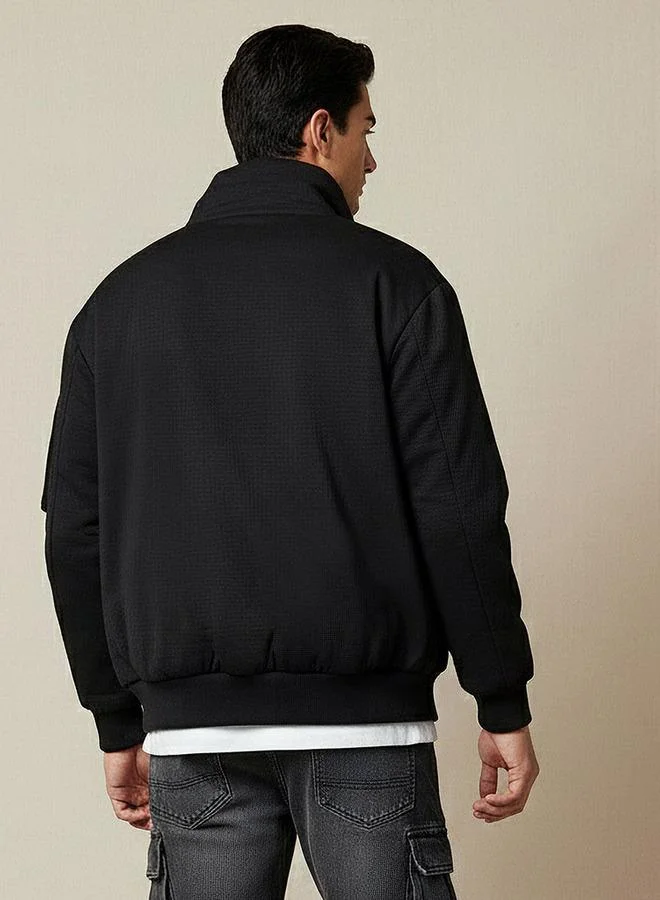 Splash FAV BLACK Men Relaxed Fit Zip Through Jacket for Men | Best Price UAE
