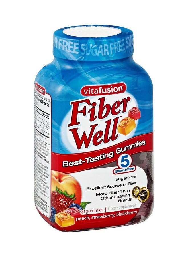Vitafusion Sugar-Free Fiber Well Gummies Peach, Strawberry, Blackberry , 90 CT (Pack of 3)
