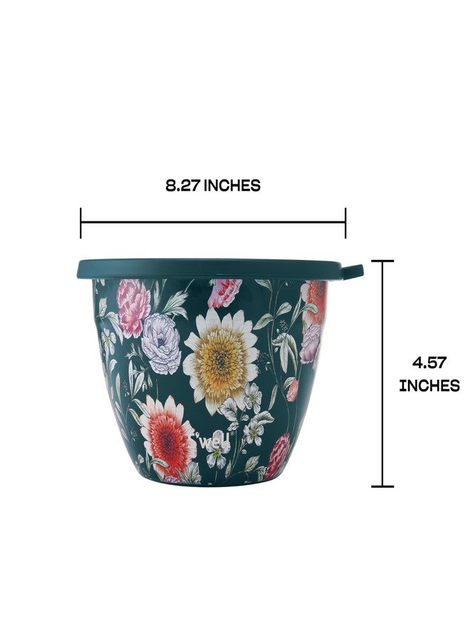 S'well Stainless Steel Salad Bowl Kit 64oz, Midnight Botanical, Comes with 2oz Mini Canister and Removable Tray for Organization, Leakproof, Easy to Clean, Dishwasher Safe - Image 4