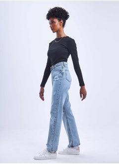 High-Waist Light Washed Distressed Straight Leg Jeans. - pzsku/Z90830FCFCAB6B3CA5468Z/45/_/1721180541/e7251ed2-ea68-4132-aa96-947fb2f4ac21