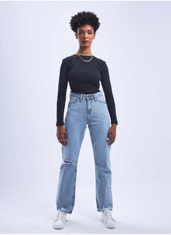 High-Waist Light Washed Distressed Straight Leg Jeans. - pzsku/Z90830FCFCAB6B3CA5468Z/45/_/1721180551/153ce58f-a61a-4225-ba18-969a0927f669