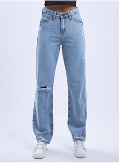 High-Waist Light Washed Distressed Straight Leg Jeans. - pzsku/Z90830FCFCAB6B3CA5468Z/45/_/1721180572/e10c2940-87c4-4fd8-ad52-1b1ff86e65a2