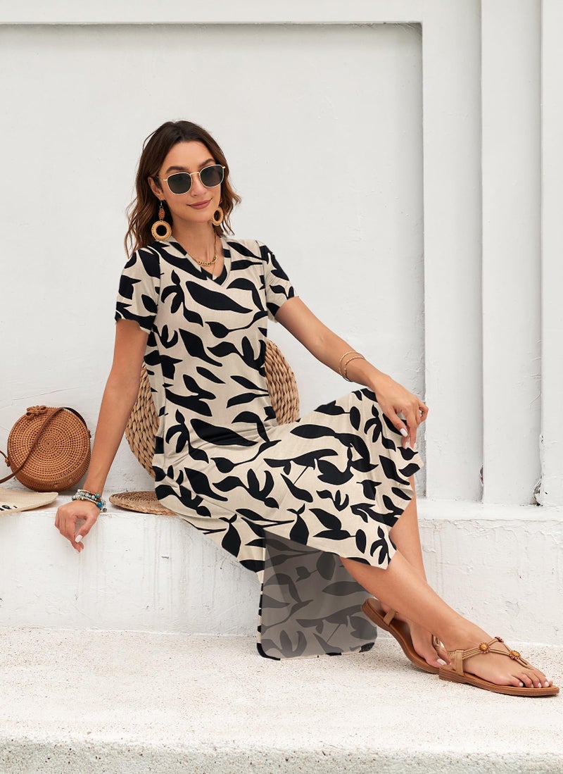MISFAY Women Summer Maxi Dresses 2026 Casual Short Sleeve Long T Shirt Dress Split Beach Sundress Travel Vacation with Pocket - Image 4