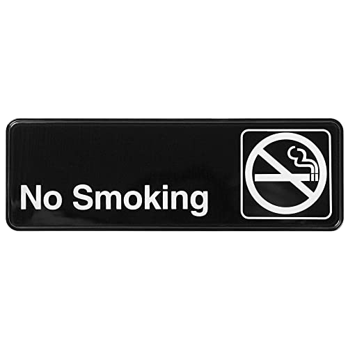 Winco Sign, 3-Inch by 9-Inch, No Smoking,Black, White,Medium - Image 1