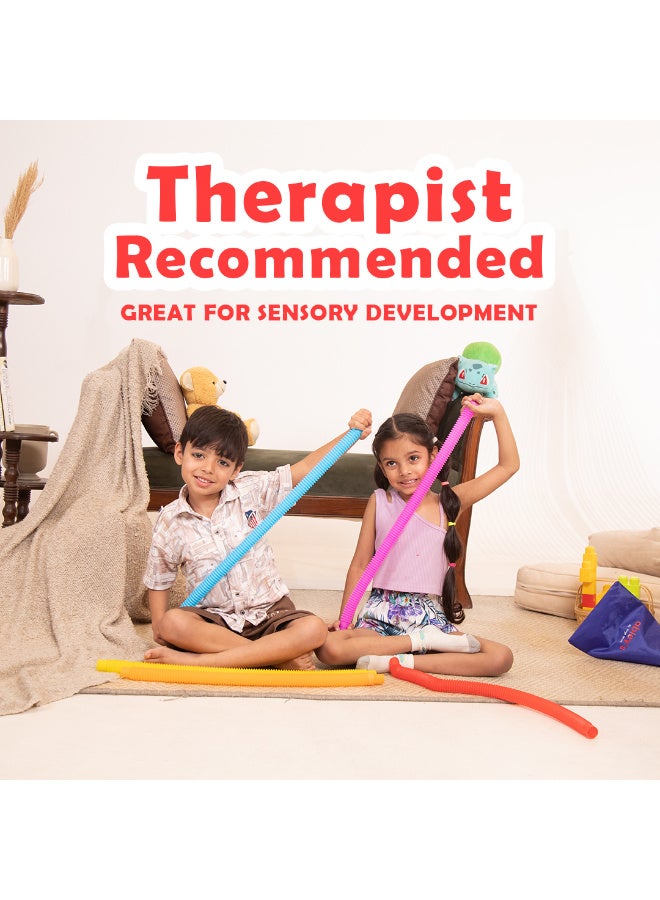 Abley's Pop Tubes Sensory Fidget Toys, Large (19 cm) (Set of 8), Multi-Coloured, Stretchy and Bendable | Sensory Toys, Multi-Colour Crinkly Tubes, STEM Learning and Motor Skills Development - Image 5