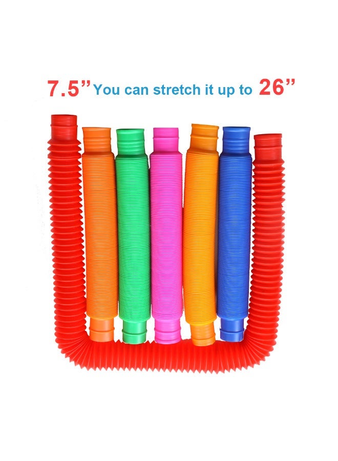 Abley's Pop Tubes Sensory Fidget Toys, Large (19 cm) (Set of 8), Multi-Coloured, Stretchy and Bendable | Sensory Toys, Multi-Colour Crinkly Tubes, STEM Learning and Motor Skills Development - Image 2