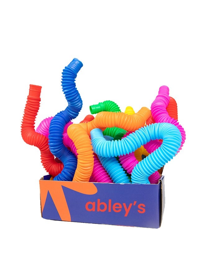 Abley's Pop Tubes Sensory Fidget Toys, Large (19 cm) (Set of 8), Multi-Coloured, Stretchy and Bendable | Sensory Toys, Multi-Colour Crinkly Tubes, STEM Learning and Motor Skills Development - Image 1