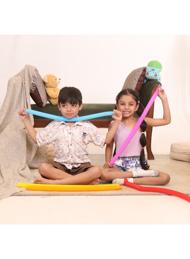 Abley's Pop Tubes Sensory Fidget Toys, Large (19 cm) (Set of 8), Multi-Coloured, Stretchy and Bendable | Sensory Toys, Multi-Colour Crinkly Tubes, STEM Learning and Motor Skills Development - Image 4