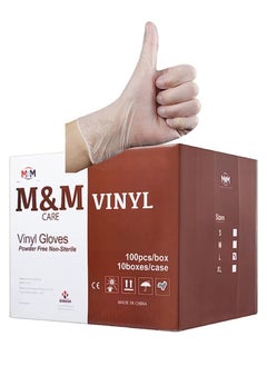 M&M CARE Carton Of Strong And Safe Disposable Vinyl Gloves, Powder Free - 10 Boxes 