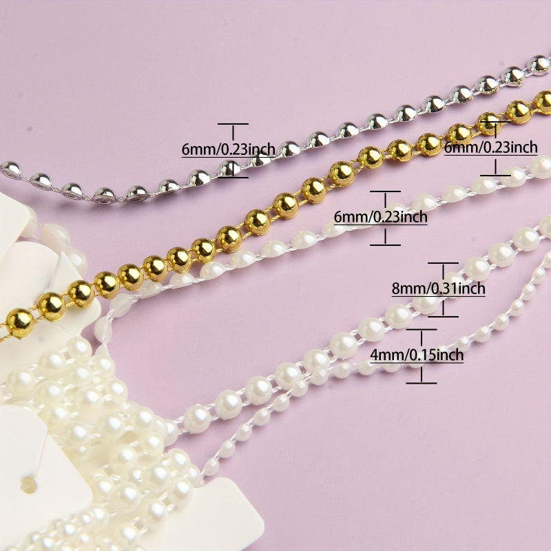 Crafting Sets Featuring Half Circle Artificial Pearl Bead Strings 4 6 8mm For Garlands Floral Arrangements Wedding And Party Decorations 98.43 Inch Silvery - Image 3
