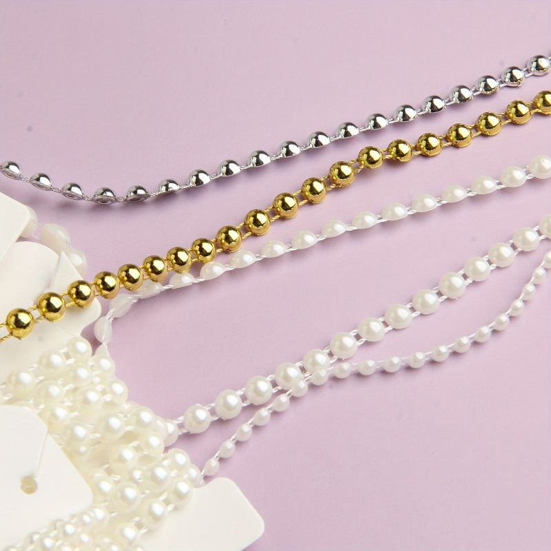 Crafting Sets Featuring Half Circle Artificial Pearl Bead Strings 4 6 8mm For Garlands Floral Arrangements Wedding And Party Decorations 98.43 Inch Silvery - Image 1