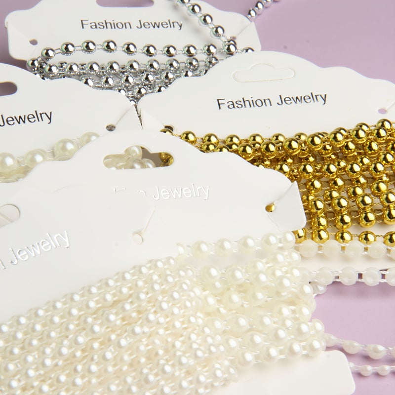 Crafting Sets Featuring Half Circle Artificial Pearl Bead Strings 4 6 8mm For Garlands Floral Arrangements Wedding And Party Decorations 98.43 Inch Silvery - Image 2
