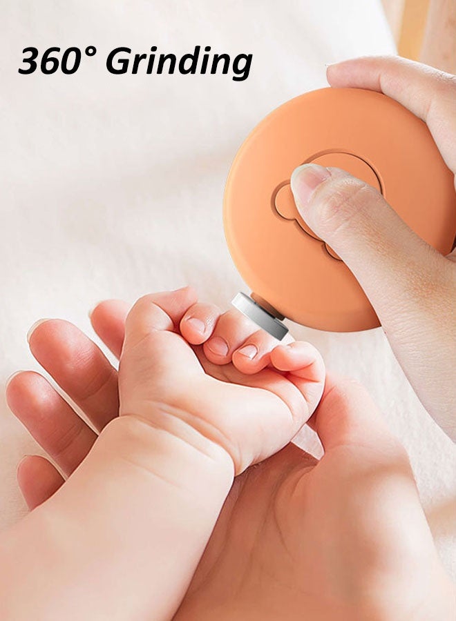 Hanayo Baby Nail Trimmer Electric Baby Nail File Cute Baby Nail Scissors Nail Care Set with 6 Grinding Heads Safe for Newborn Toddler Adult Toes Fingernails Care(Orange) - Image 5