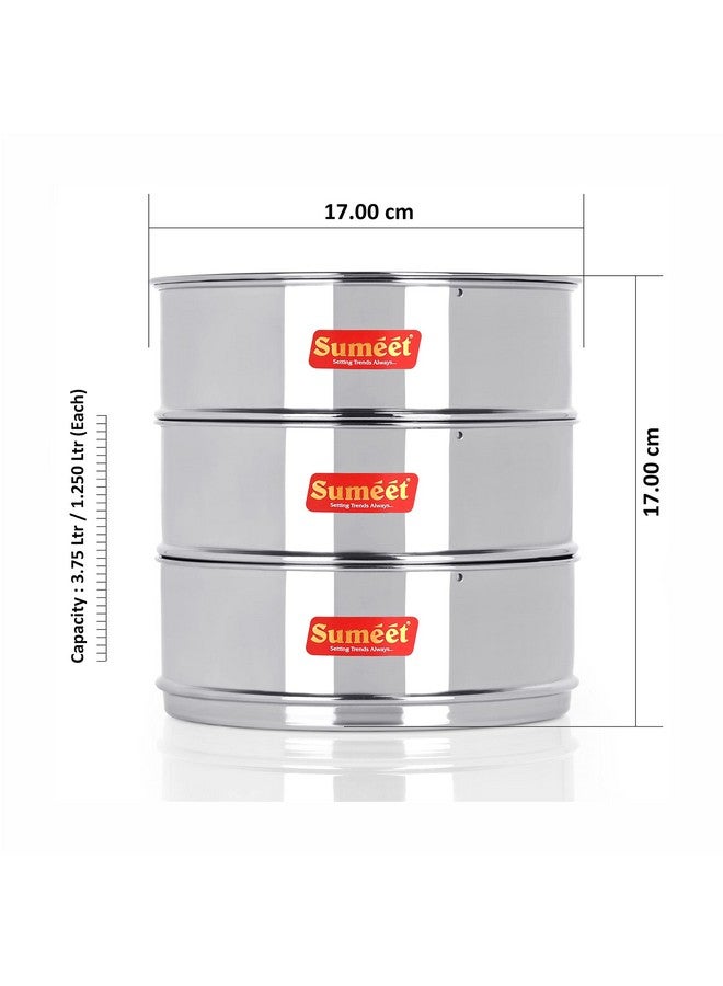 Sumeet حاوية/فاصل قابلة للتكديس من الفولاذ المقاوم للصدأ سميت عميقة + مسطحة مع غطاء مناسبة لطباخ داخلي بسعة 8 لتر - Image 4