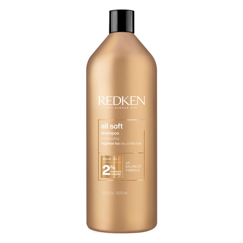 Redken All Soft Shampoo - Moisturizes & Hydrates Dry, Brittle Hair, Gently Cleanses and Softens, With Argan Oil, Safe For Color-Treated Hair, 33.8 Fl Oz - Image 1