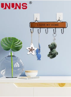 UNUNS Wooden Wall Door Hanger Hook Storage Rack,Wall Mount Storage Shelf Hooks,Metal Wood Coat Rack With 5 Hooks Rail For Coat,Scarf,Bag,Towel,Key,Hat  - Image 2