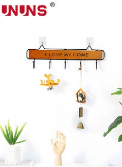 UNUNS Wooden Wall Door Hanger Hook Storage Rack,Wall Mount Storage Shelf Hooks,Metal Wood Coat Rack With 5 Hooks Rail For Coat,Scarf,Bag,Towel,Key,Hat  - Image 3