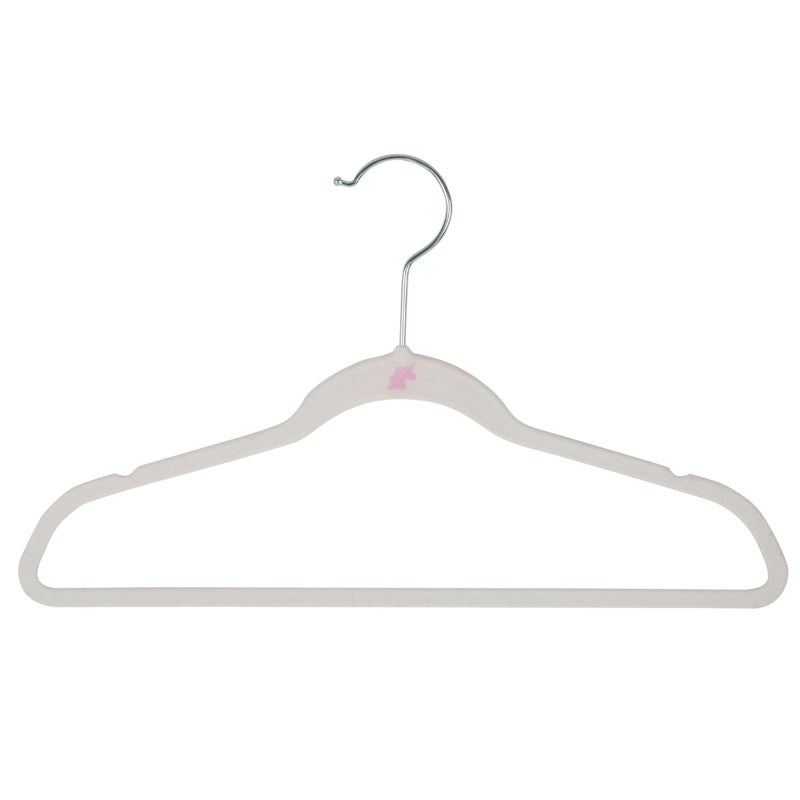 Simplify 25 Pack Kids Velvet Hangers | Slim | Non-Slip Design | Space Saving | Childrens Clothes | Shirts | Pants | Dresses | Baby Nursery | Closet Storage & Organization | White - Image 1