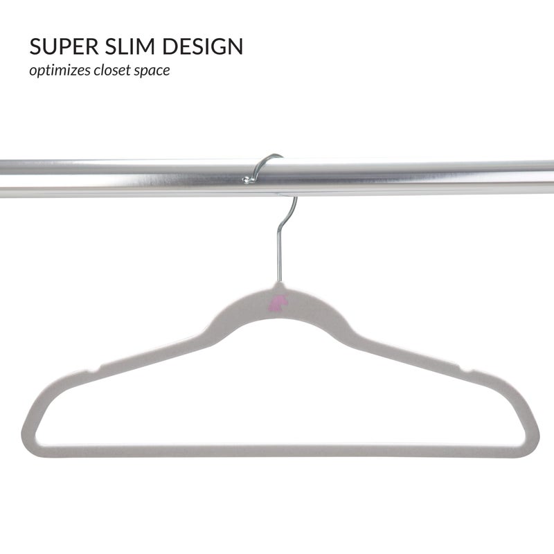 Simplify 25 Pack Kids Velvet Hangers | Slim | Non-Slip Design | Space Saving | Childrens Clothes | Shirts | Pants | Dresses | Baby Nursery | Closet Storage & Organization | White - Image 3