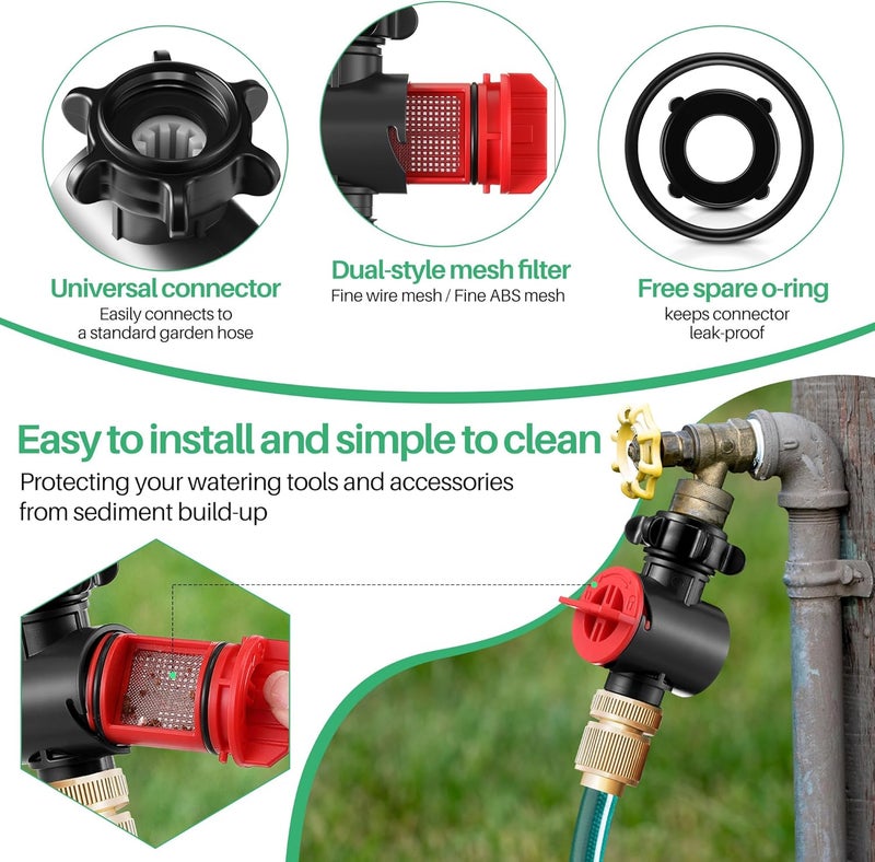 Enhon 4 Pack Inline Water Filter for Garden Hoses, Garden Hose Filter with Rubber Seal and Filt O Ring, 50 Mesh Stainless Steel Screen, High Flow 11 GPM, Max Pressure 120 PSI, Protects from Sediment - Image 4
