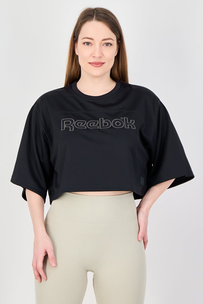 Reebok Women Sportswear Fit Short Sleeve Training Top, Black - Image 1