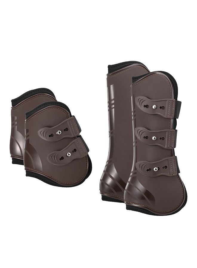 Generic 4 PCS Front Hind Leg Boots Adjustable Horse Leg Boots Equine Front Hind Leg Guard Equestrian Tendon Protection Horse Hock Brace - Image 1