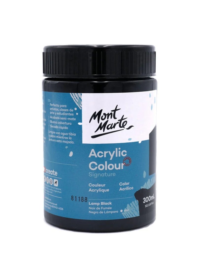 Mont Marte Signature Acrylic Colour 300ml Content Lamp Black 