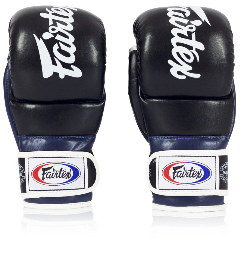 Fairtex FGV18 Muay Thai Boxing Gloves for Men, Women & Kids| MMA Gloves for Martial Arts|Made from Premium Quality Leather, Light Weight & Shock Absorbent Boxing Gloves-Medium, Black/Blue - Image 1