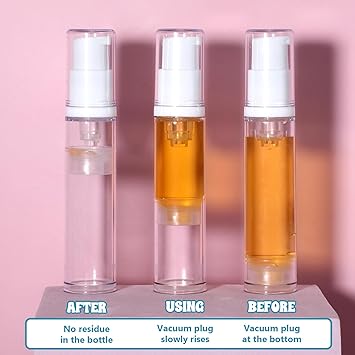 Apausvcm 4 Pcs Empty Airless Pump Bottles Refillable Clear Travel Pump Bottle Lotion Container Vacuum Cosmetic Container Presspump Bottle for DIY Foundation Gel Lotion Moisturiser Shampoo Toiletry10ml - Image 3