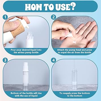 Apausvcm 4 Pcs Empty Airless Pump Bottles Refillable Clear Travel Pump Bottle Lotion Container Vacuum Cosmetic Container Presspump Bottle for DIY Foundation Gel Lotion Moisturiser Shampoo Toiletry10ml - Image 4