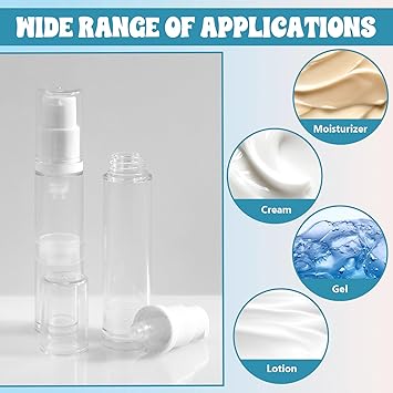 Apausvcm 4 Pcs Empty Airless Pump Bottles Refillable Clear Travel Pump Bottle Lotion Container Vacuum Cosmetic Container Presspump Bottle for DIY Foundation Gel Lotion Moisturiser Shampoo Toiletry10ml - Image 5